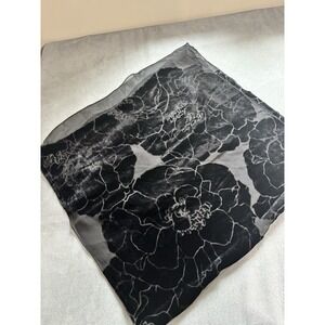 ECHO NY  Silk Scarf Black Velvet Burnout Lightweight Fairy Grunge Dark Romantic